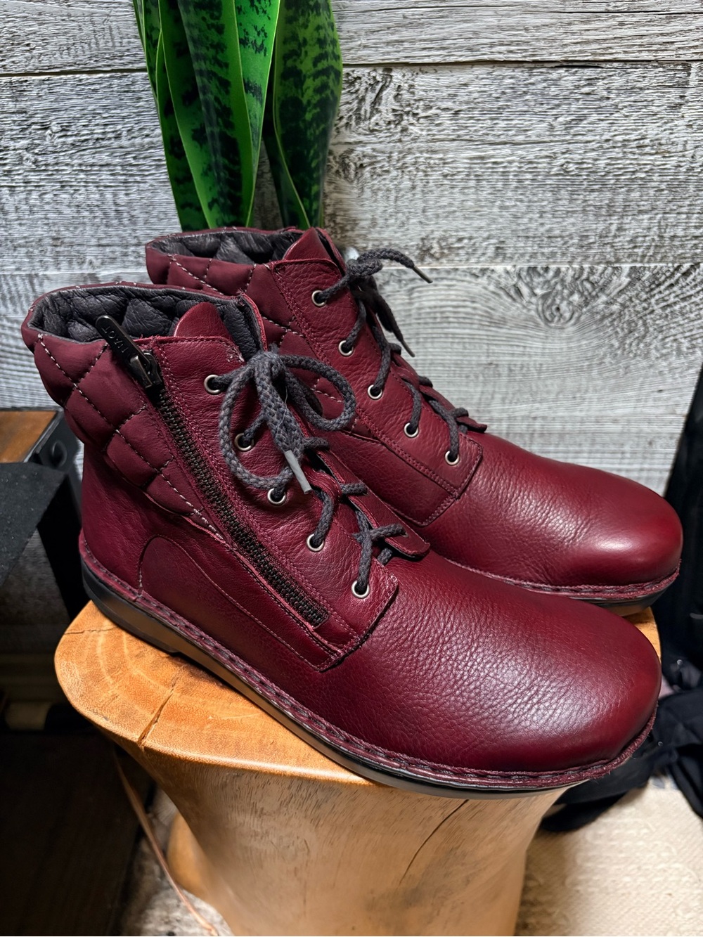 Naot | "Castera" Soft Leather Zip Quilted Ankle Boot - Women's 42/11, Burgundy